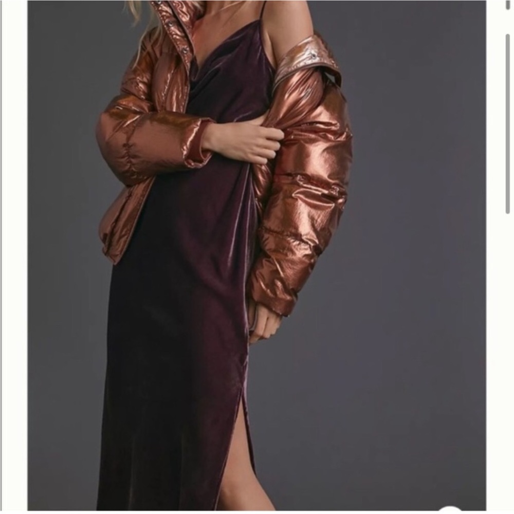 Anthropologie The Elyse Velvet Bias Slip Dress in Chocolate